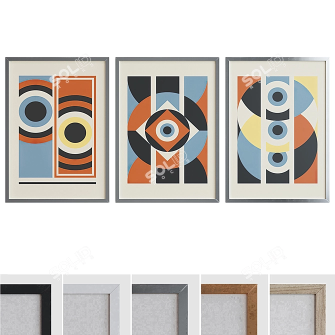 Modern Abstract Picture Frame Set 3D model image 1