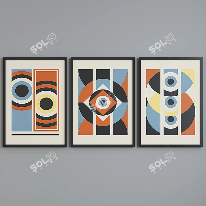 Modern Abstract Picture Frame Set 3D model image 2