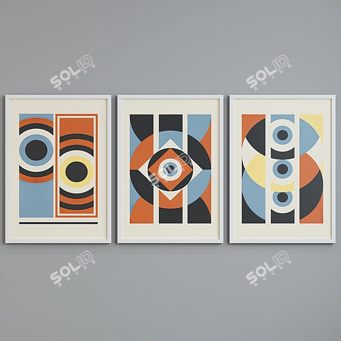 Modern Abstract Picture Frame Set 3D model image 3