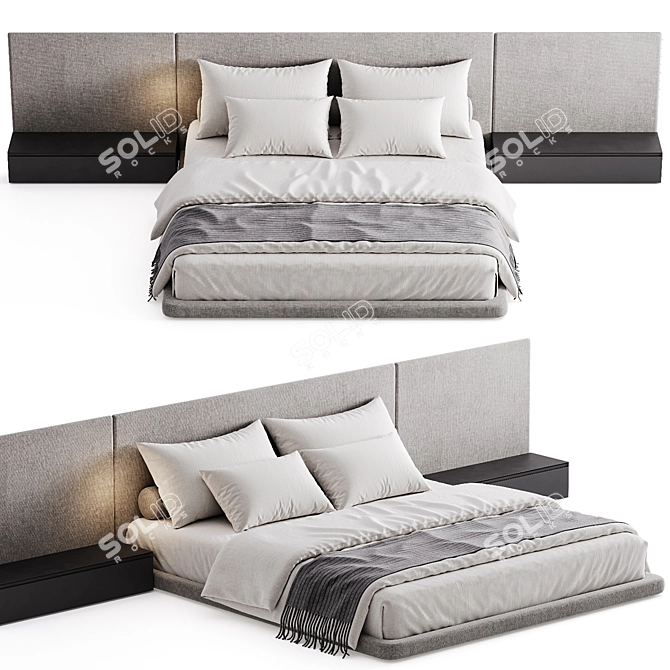 Double Bed 08 Modern Design 3D model image 2