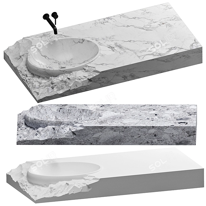 Custom Stone Basin, Multiple Colors 3D model image 1