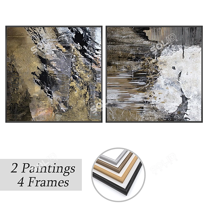 Artwork Set with Multiple Frames 3D model image 1