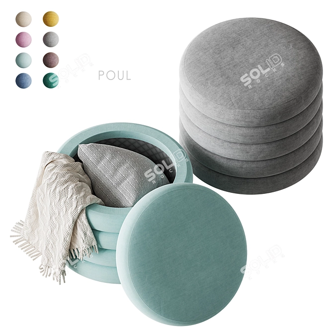 Colorful Scandinavian Poul Pouf 3D model image 2