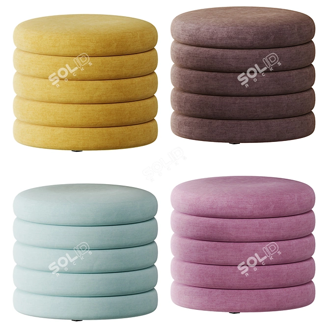 Colorful Scandinavian Poul Pouf 3D model image 4