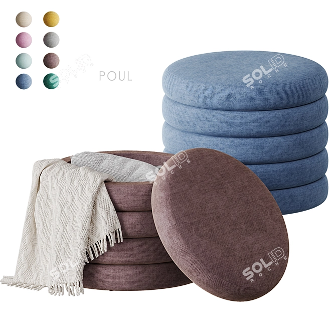 Colorful Scandinavian Poul Pouf 3D model image 5