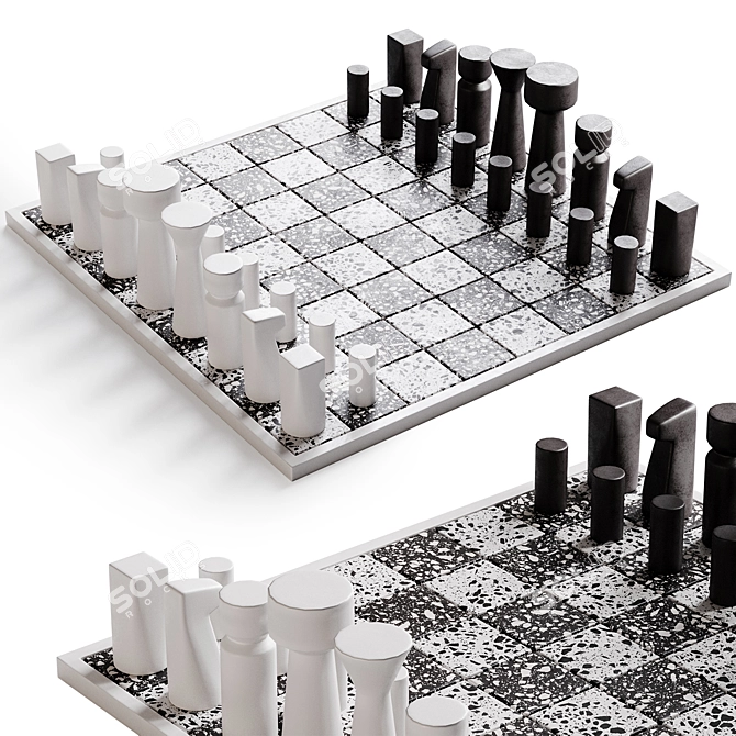 Luxury Terrazzo Chess Board 3D model image 1