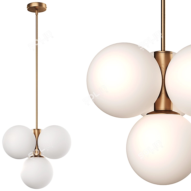 Opal Brass Pendant Light Fixture 3D model image 2