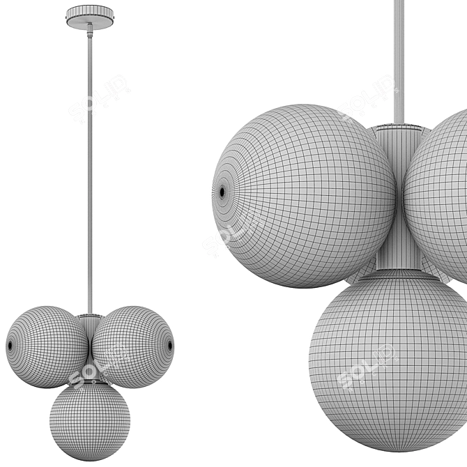 Opal Brass Pendant Light Fixture 3D model image 6