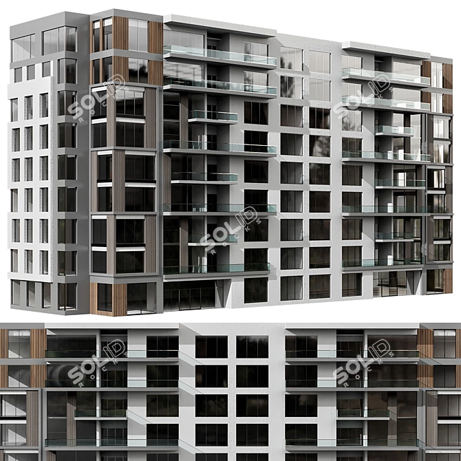 Modern Residential Building No83 3D model image 1