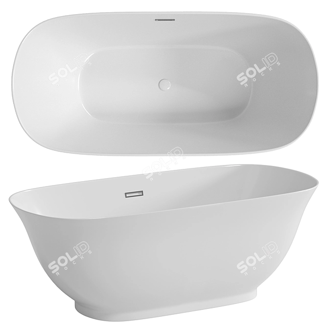Elegant Standalone White Acrylic Bath 3D model image 1