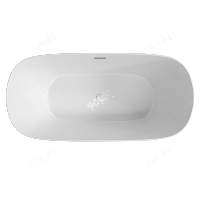 Elegant Standalone White Acrylic Bath 3D model image 2