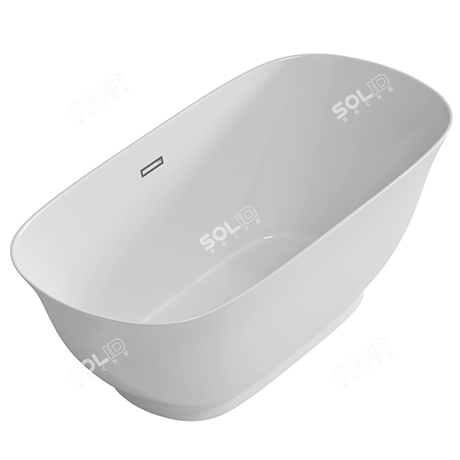 Elegant Standalone White Acrylic Bath 3D model image 3