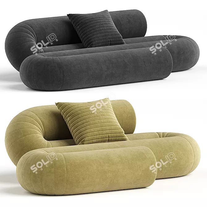 Serpentine Contemporary 3D Sofa Model 3D model image 1