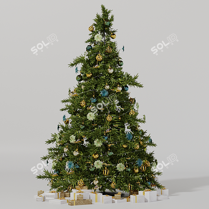 Festive Merry Christmas 3D Model 3D model image 1