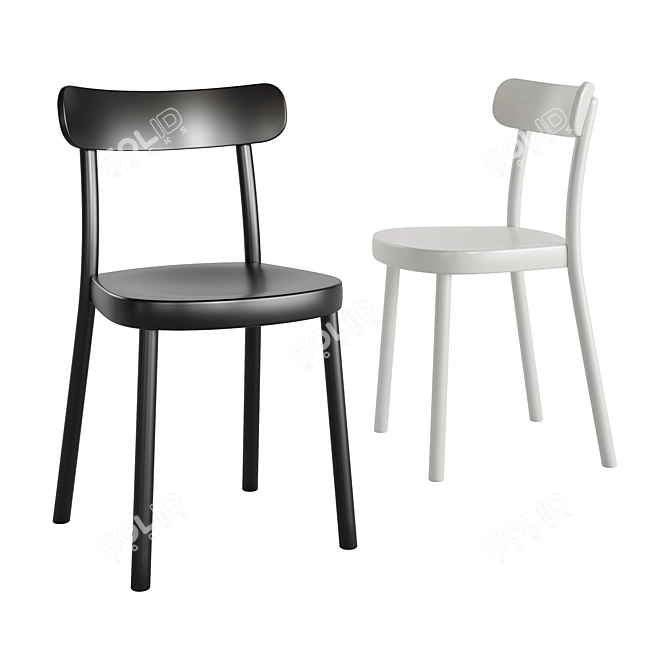 Trendy Open-Back Beech Chair 3D model image 2