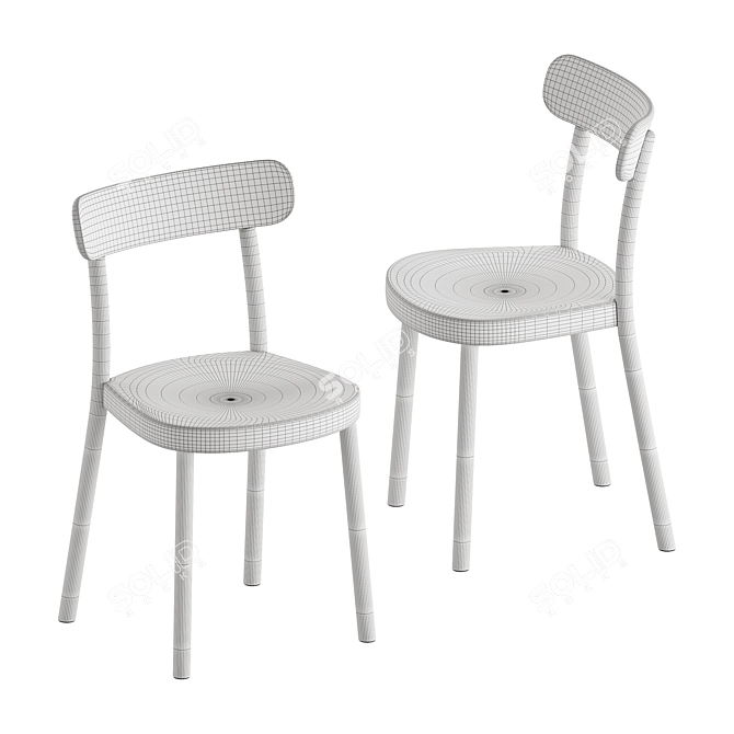 Trendy Open-Back Beech Chair 3D model image 5
