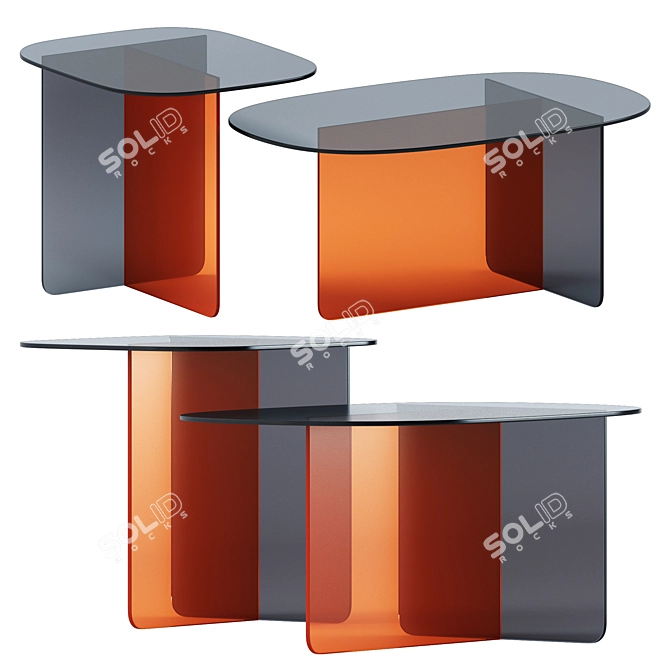 Modern Oval Glass Coffee Tables 3D model image 2