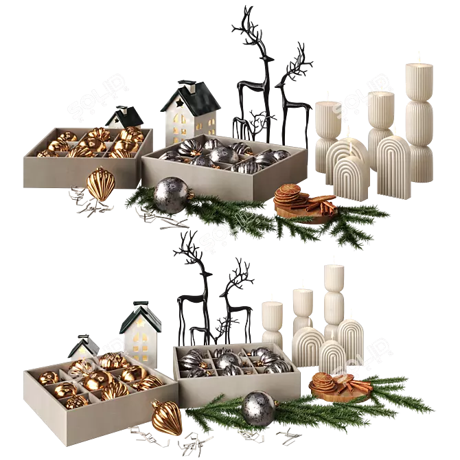 Festive Christmas Decor Collection 3D model image 1