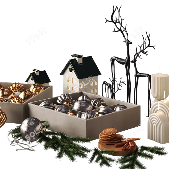 Festive Christmas Decor Collection 3D model image 3