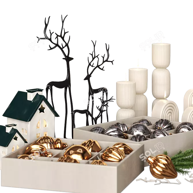 Festive Christmas Decor Collection 3D model image 4