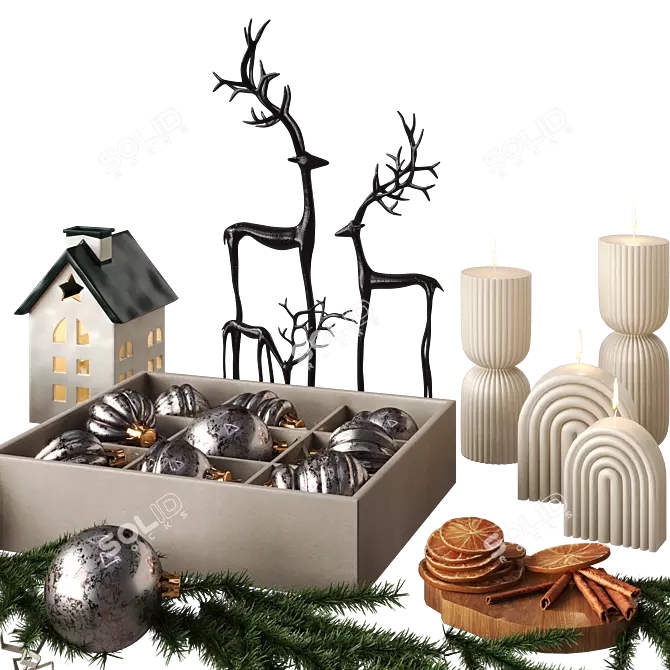 Festive Christmas Decor Collection 3D model image 5