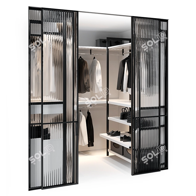 Modern Walk-in Wardrobe with Décor 3D model image 1