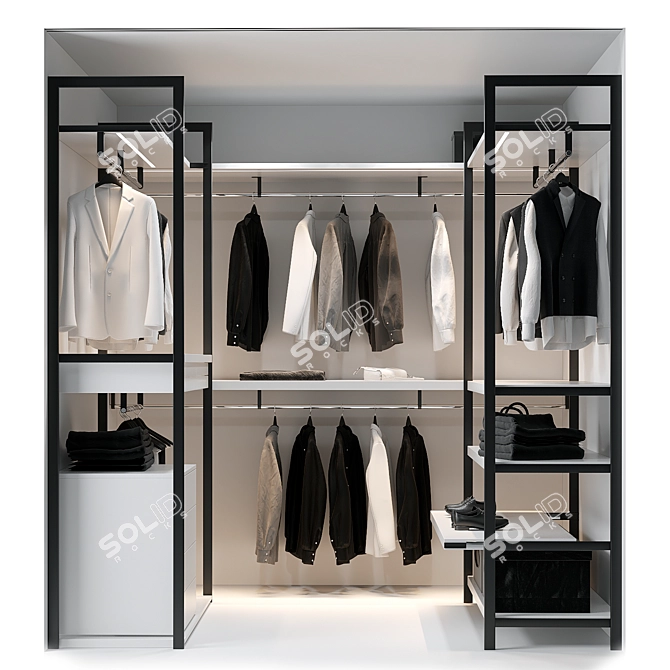 Modern Walk-in Wardrobe with Décor 3D model image 3