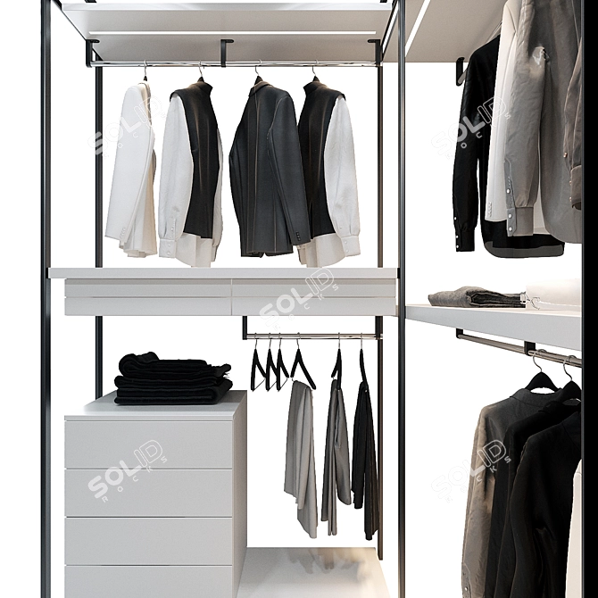 Modern Walk-in Wardrobe with Décor 3D model image 4