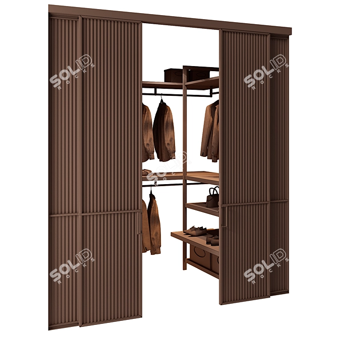 Modern Walk-in Wardrobe with Décor 3D model image 5