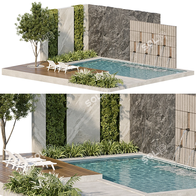 Luxury Pool 3D Model 3D model image 1