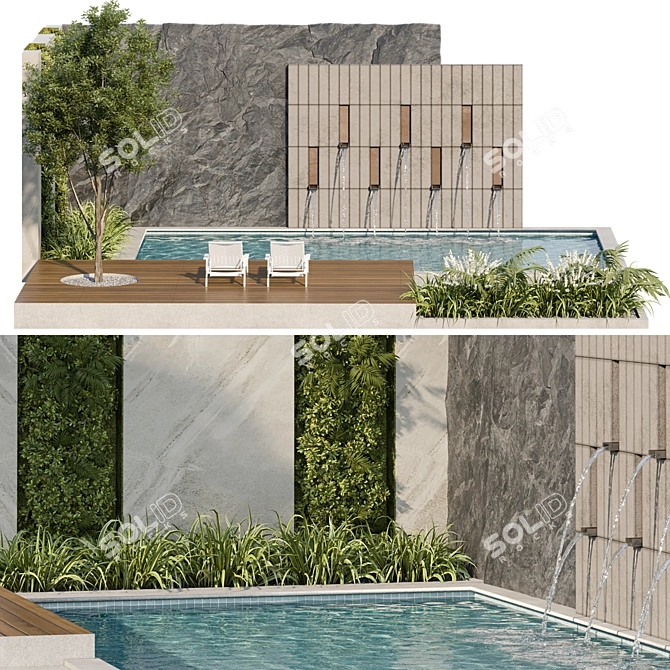 Luxury Pool 3D Model 3D model image 2