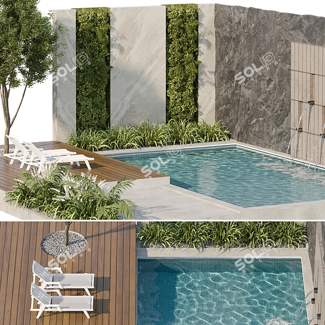 Luxury Pool 3D Model 3D model image 3