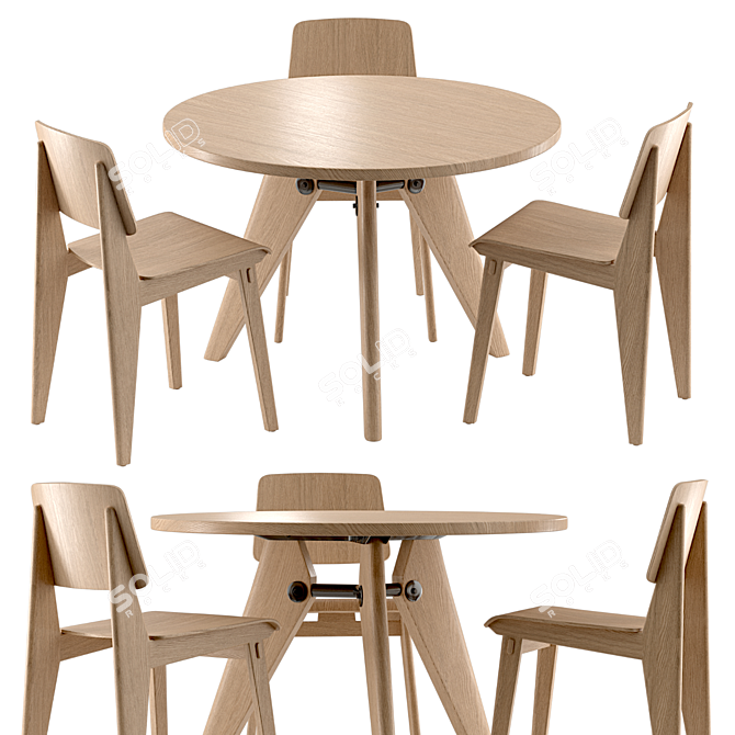 Vitra Table Chair Set 3D model image 1