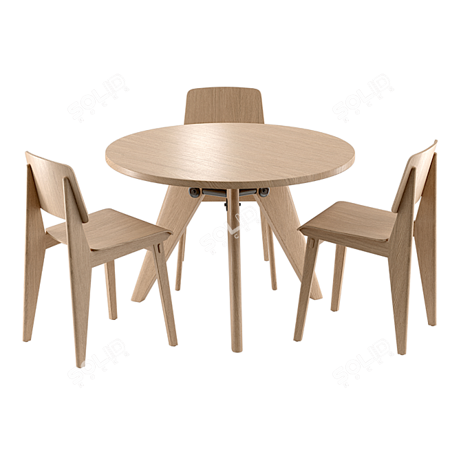 Vitra Table Chair Set 3D model image 3