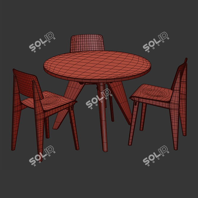 Vitra Table Chair Set 3D model image 4