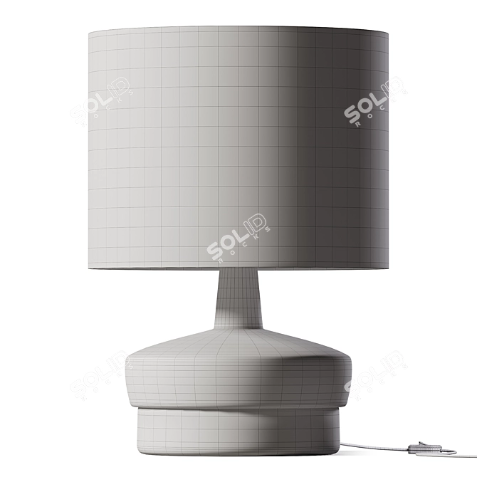 Modern Wood & Ceramic Lamp 3D model image 2