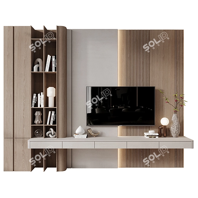 Decor TV Wall Shelf Unit 3D model image 1
