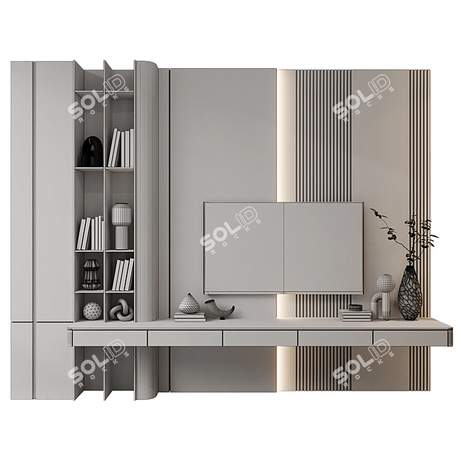 Decor TV Wall Shelf Unit 3D model image 2