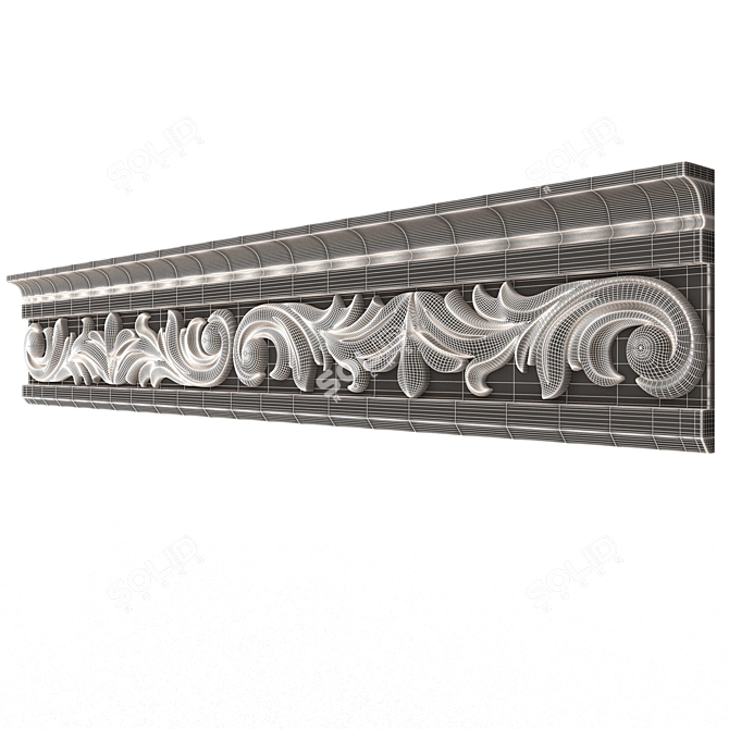 Ornate Cornice Molding Set 3D model image 7