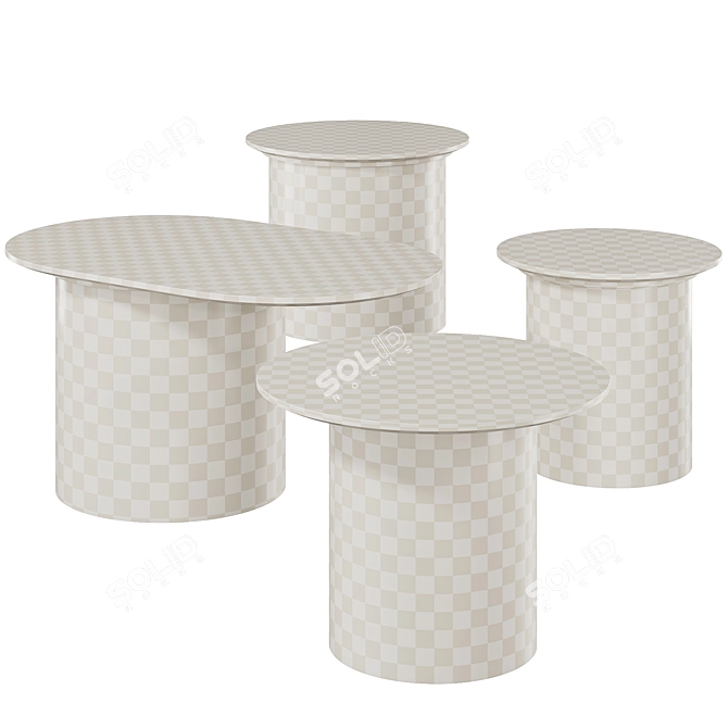 Oval Table Set with Varying Sizes 3D model image 3