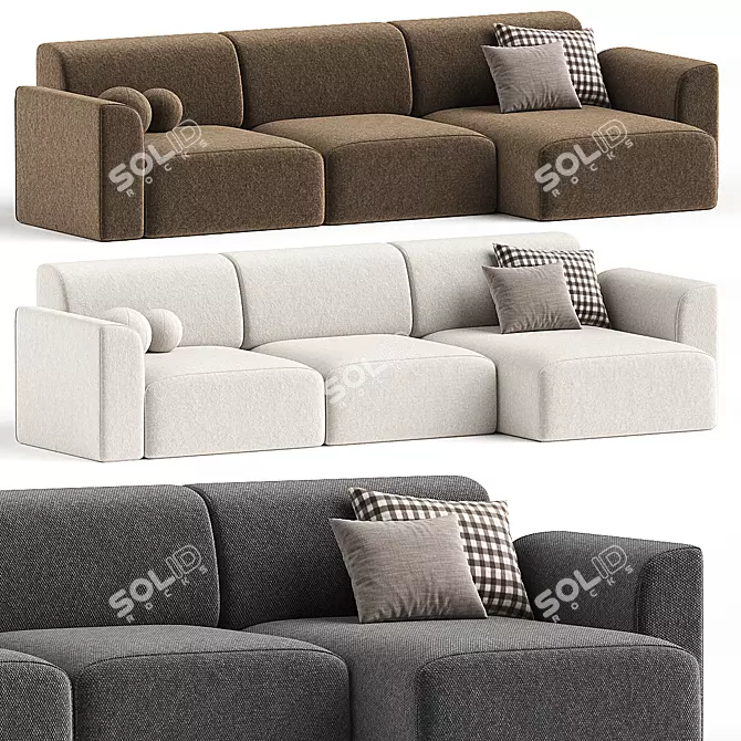 Bayvin-2 Soft Grey Corner Sofa 3D model image 2