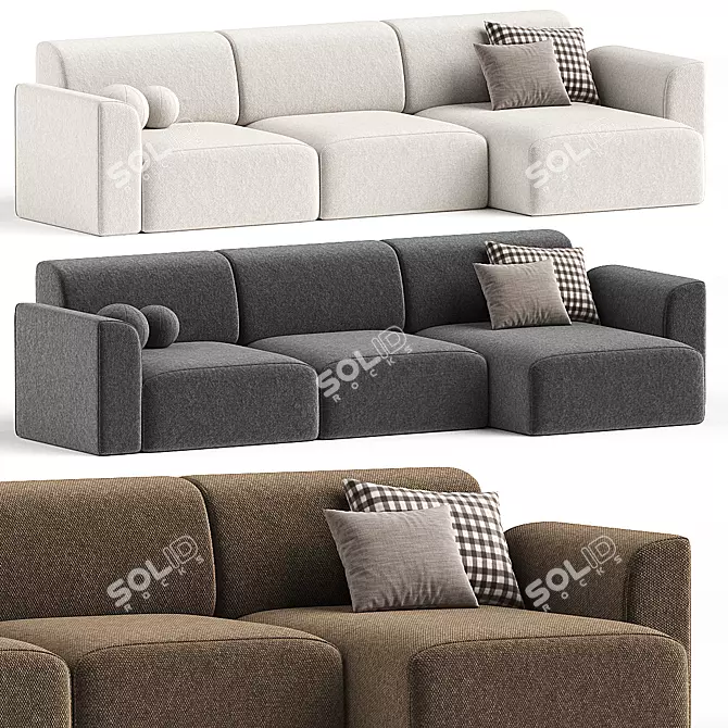 Bayvin-2 Soft Grey Corner Sofa 3D model image 3