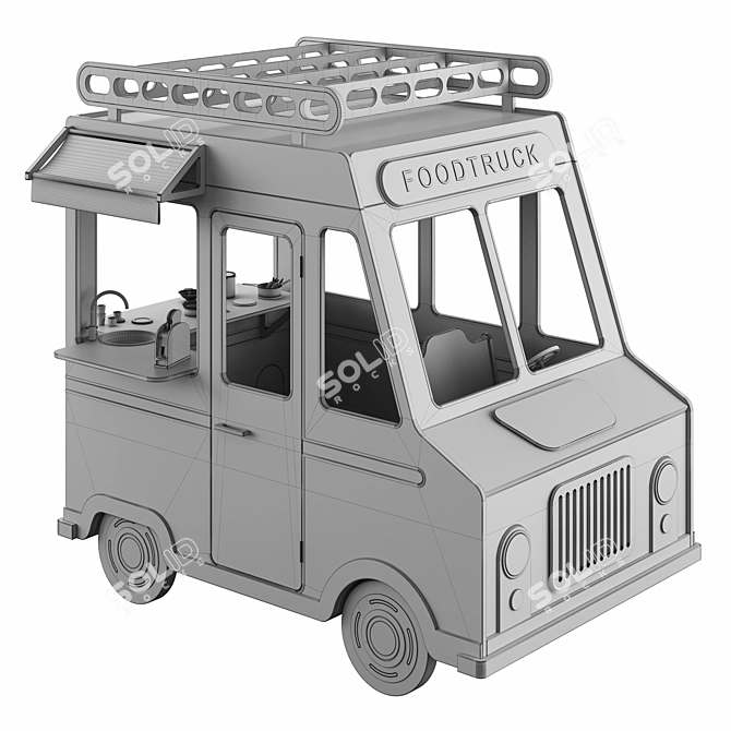 Wooden Food Truck Toy 3D model image 2