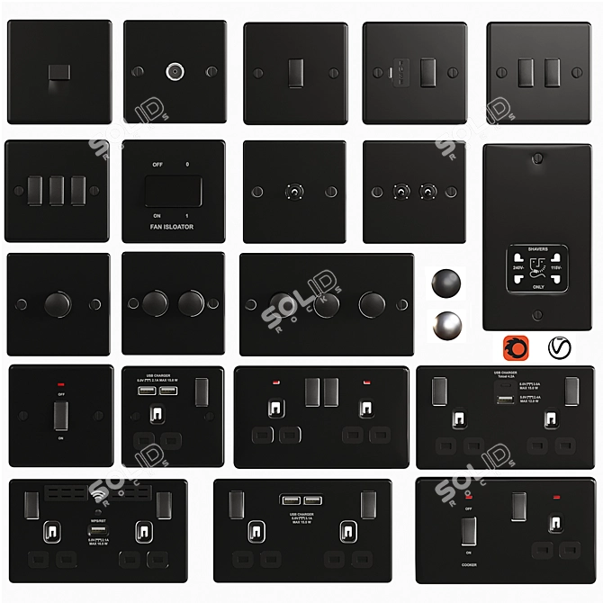 Smart Home Socket Switch Set 3D model image 2