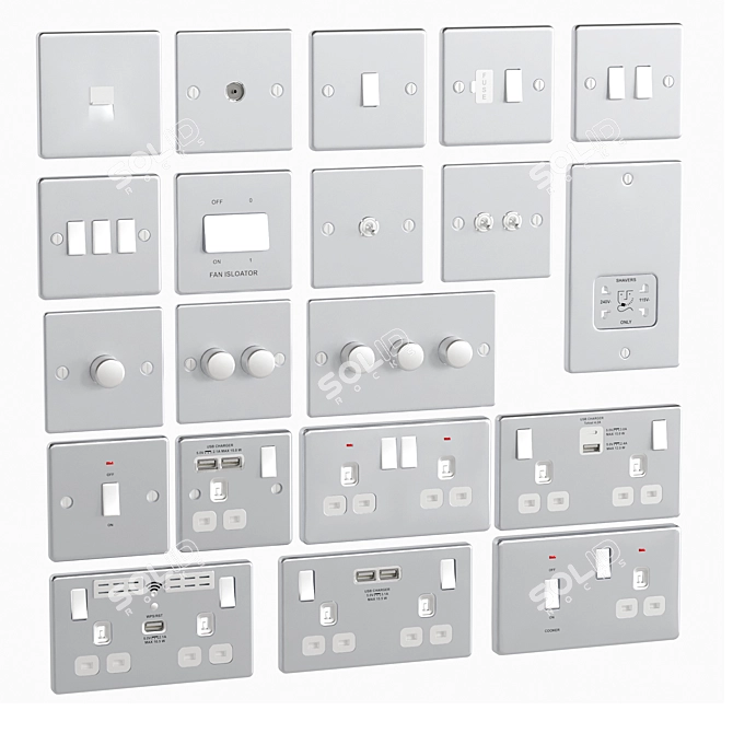 Smart Home Socket Switch Set 3D model image 4