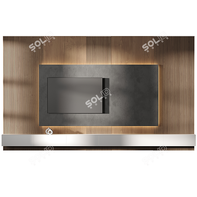 Modern TV Wall Set 08 3D model image 2