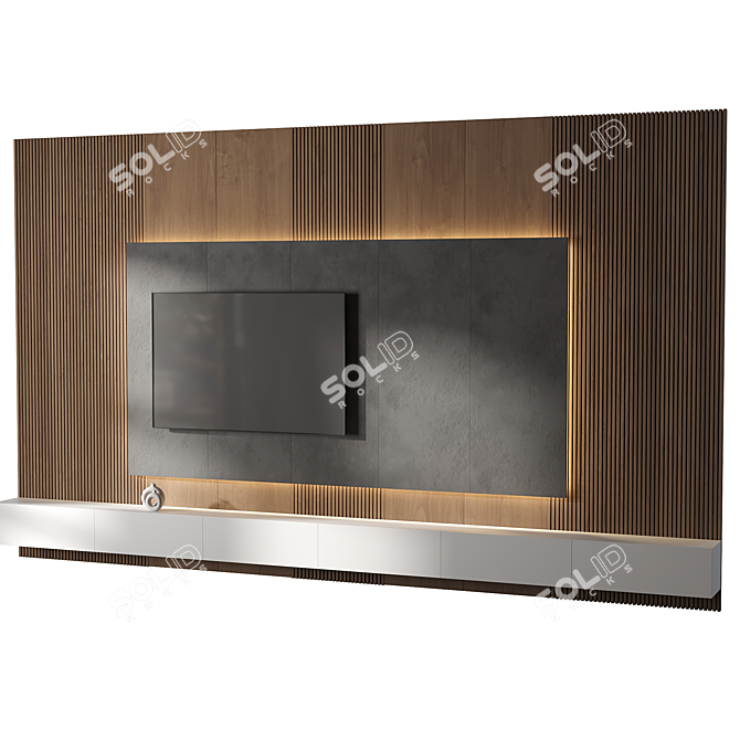 Modern TV Wall Set 08 3D model image 3