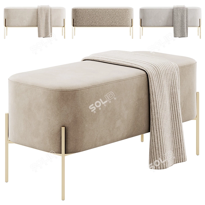 Velvet Upholstered Harper Bench 3D model image 1