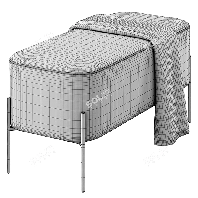 Velvet Upholstered Harper Bench 3D model image 6