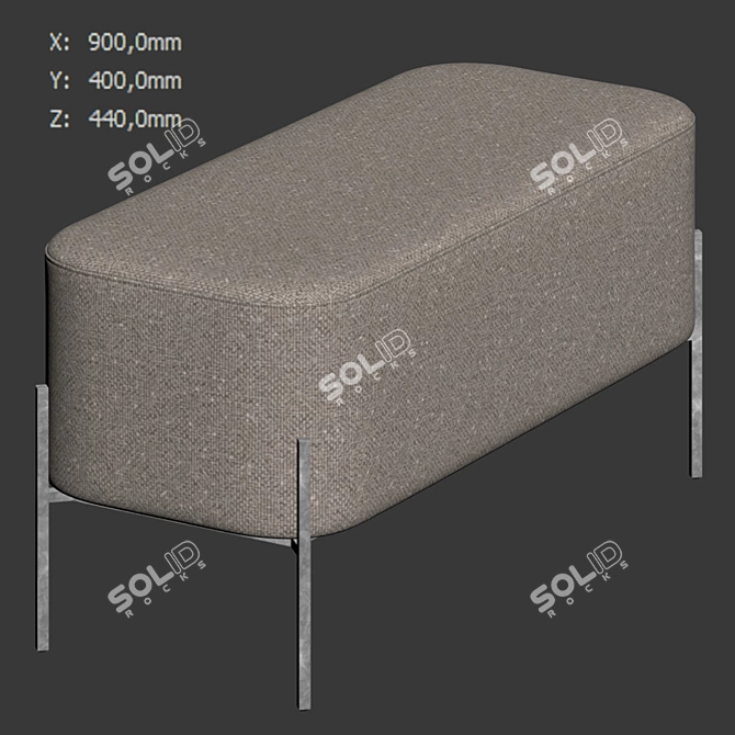 Velvet Upholstered Harper Bench 3D model image 7